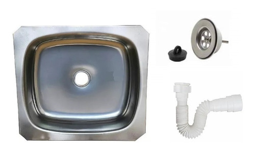 Pileta  Cocina Acero Inoxidable Embutir Con Sifón Y Válvula