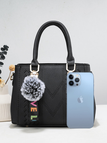 Bolso De Mano Simple Casual Para Mujer Con Decoración Colgan