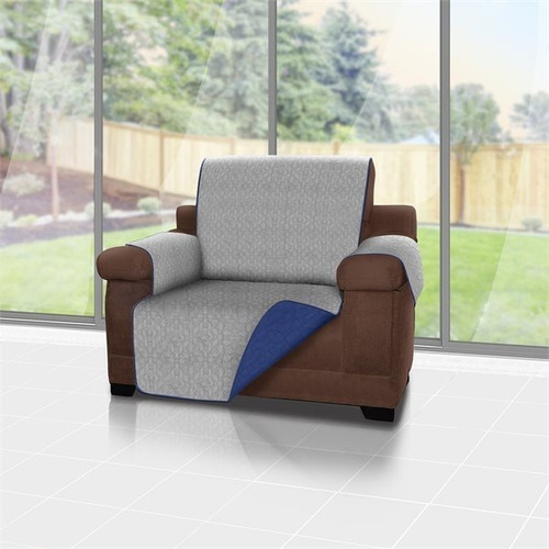 Forro Protector De Sofá Y Muebles Reversible Azul 1 Puesto