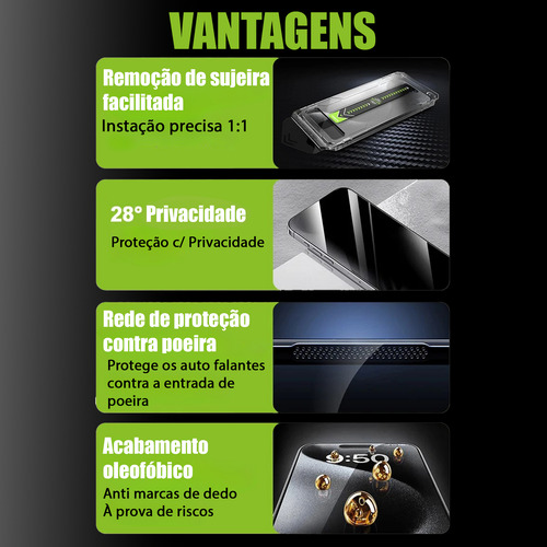 Película Vidro Privacidade 3d Com Aplicador P/ iPhone Todos