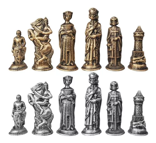 Xadrez Medieval Decorativo Jogo Estratégico Tematizado com Peças