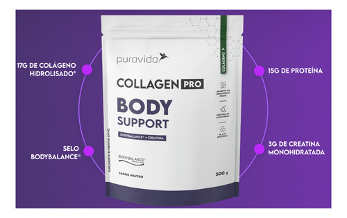 Collagen Pro Body Support Puravida Sabor Neutro 500g Neutro