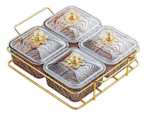 Bandeja Para Servir Nueces Y Dulces, 4 Gris De Cuadrícula