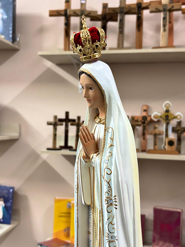 Imagem N. Senhora De Fátima 60cm Com Coroa Folheada A Ouro