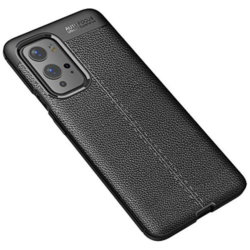 Funda Para Oneplus 9 Pro Leather Negro Fibra De Carbon Textu