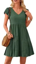 Comprar Vestido Holgado De Verano Con Cintura Corta Y Manga Corta