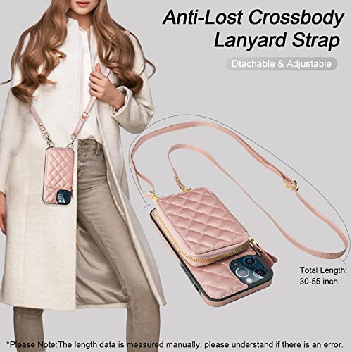 Funda Cartera Para iPhone 12 Pro Max Rosa Dorado Pu Piel Sin