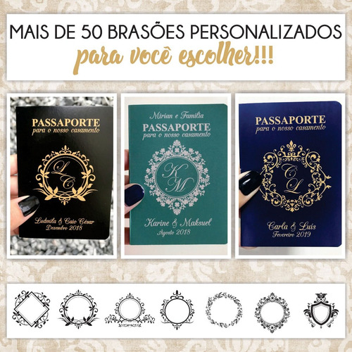 Imagem 2 de 10 de 100 Convites Passaporte Viagem Divertido Casamento G