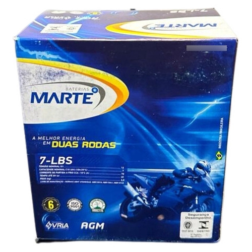 Bateria Moto Marte Lbs 7 Xlr 125 R 1996 Ate 2003