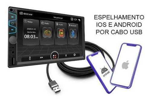 Imagem 4 de 4 de Central Multimídia 7 Pol. Espelhamento Android/iPhone