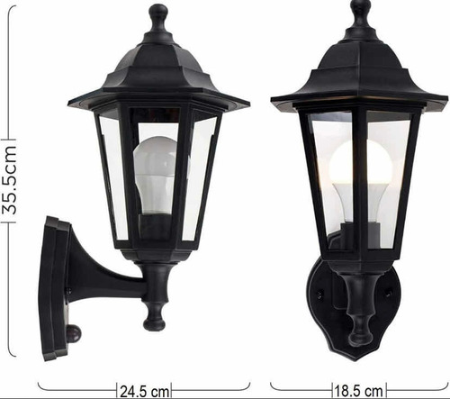 Farol Negro X4 Lámpara De Pared Para Exteriores Jardín Finca