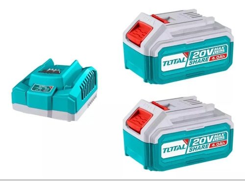 Kit 2 Baterías Y Cargador Rápido 4ah 20v Industrial Total