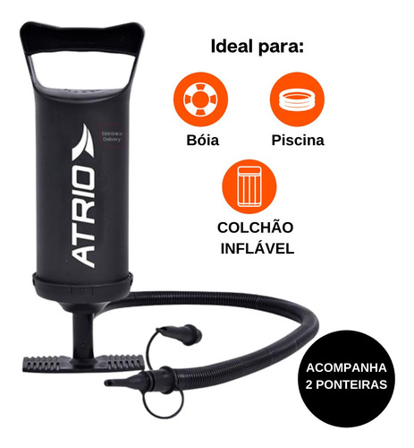 Imagem 1 de 3 de Bomba De Ar Para Colchao Inflavel Atrio C/ 2 Ponteiras Es290