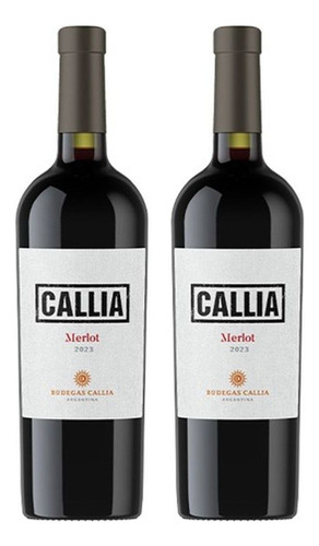 Pack X2 Botella De Vino Tinto Merlot 750ml Bodega Callia
