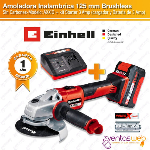 Amoladora Brushless Inalambrica 125mm Einhell Bateria 4 Amp