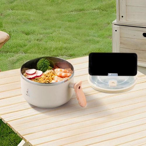 Tazón De Ramen Con Soporte Para Teléfono, Utensilios Caqui