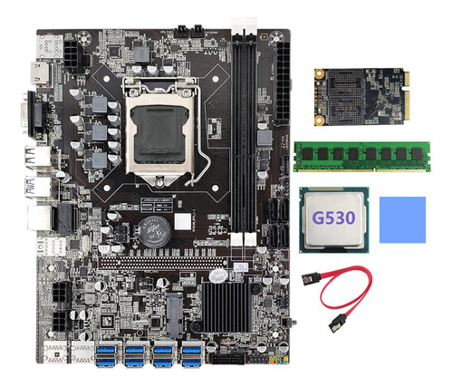 Placa Base Minera B75 Btc Lga1155 8 X Pcie Usb3.0 G530 Cpu+