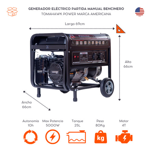Generador 5.0kva Tomahawk Power Tg5000 Partida Manual