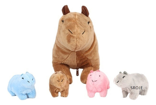 Ww Sroje Capibara Peluche Mamá Con 4 Peluches Capibara