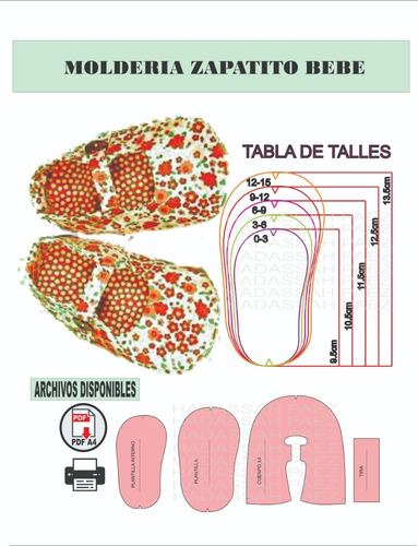 Molderia Imprimible En Pdf A4 Zapatito Bebe