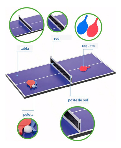 Mesa Múltijuegos 4 En 1 Diseño Portátil Billar Ping Pong Hoc