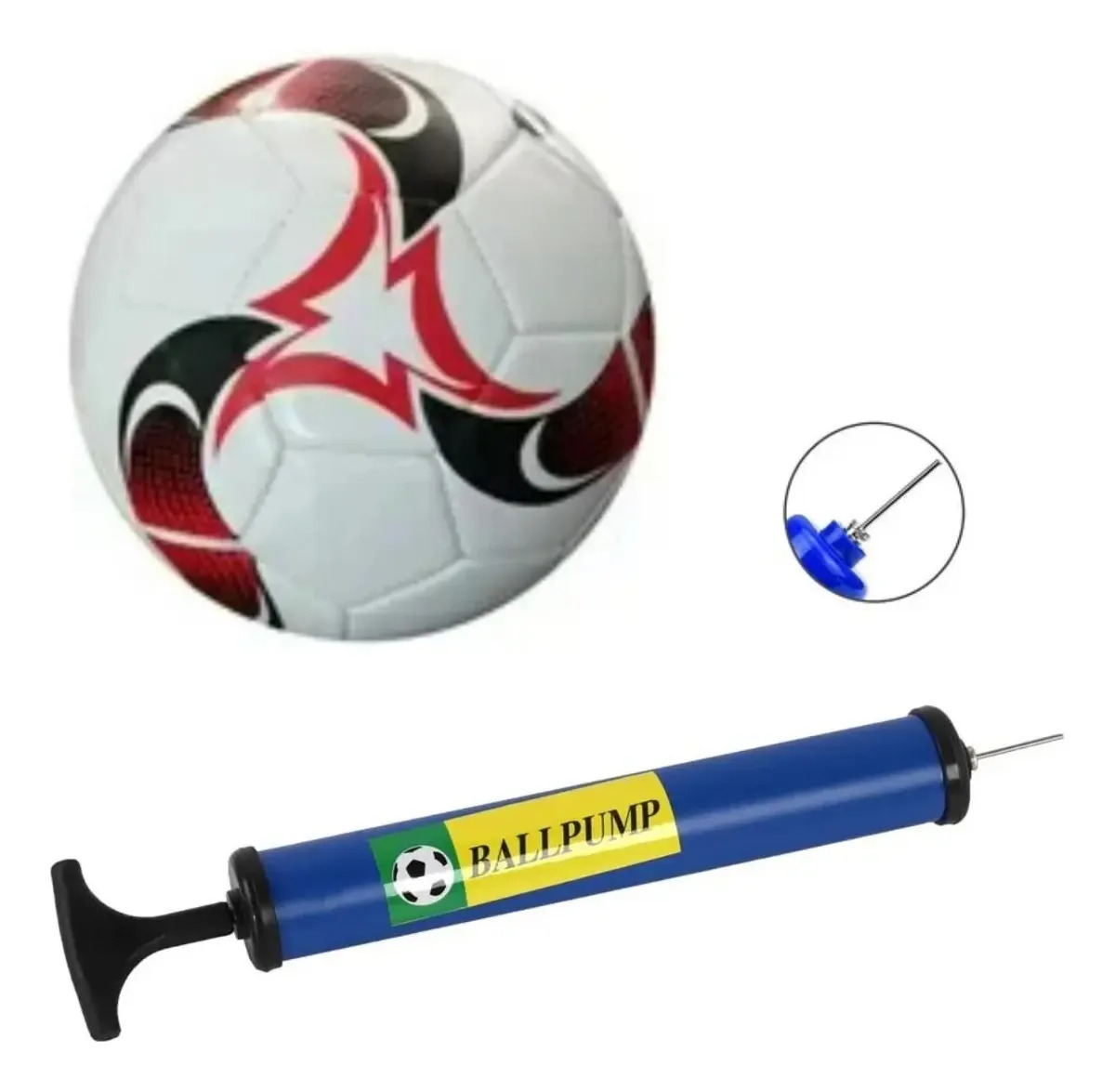 Bola Futebol Campo Infantil Tamanho 5 Kit Bola + Bomba Cor Branco