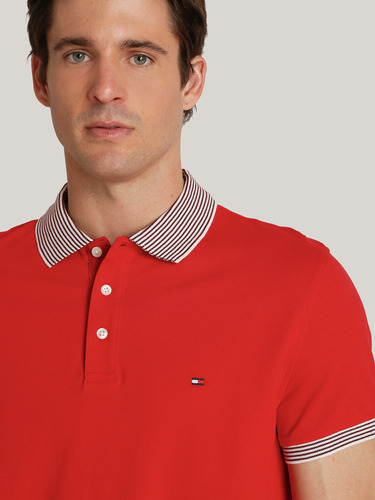 Polo Con Rayas Regular Fit Rojo Tommy Hilfiger