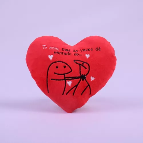 Almofada de Coração de Pelúcia Meme Flork Amor Antialérgico Presente - PP -  Branco - Wu Pelúcias - Union Commerce