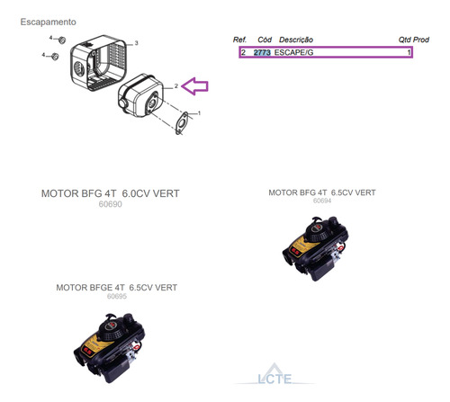 Escapamento P/motor 6.0/6.5cv Vertical Buffalo Original 2773