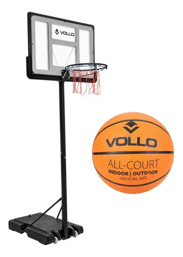 Tabela Basquete Portátil Ajustável Aro 45cm Vollo + Brinde