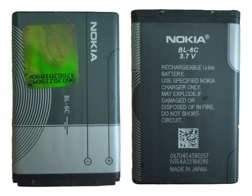 Bateria Pila Nokia Bl6c Original Sin Blister 3.7v 1070 Mha
