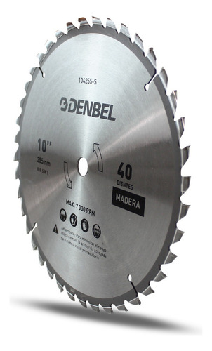 Disco De Corte Sierra De Mesa Denbel 10'' 5/8 40 Dientes
