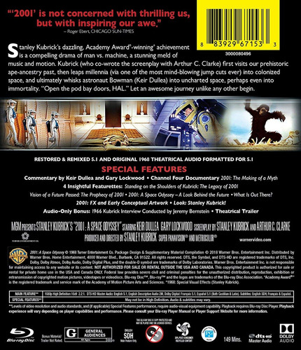 Imagen 2 de 3 de Blu-ray 2001 A Space Odyssey Remastered / Odisea Del Espacio