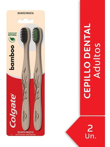 Cepillo Dental Colgate Bamboo Suave Adultos Pack X2 Unidades