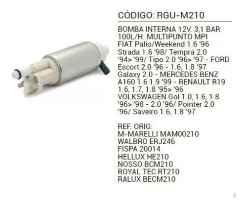 Imagen 6 de 10 de Bomba De Combustible Interna 12v 3,1 Bar 100 L/h Multipunto