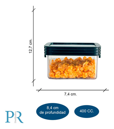 Kit 6 Contenedor Hermetico Taper Organizador Acrilico Full Negro