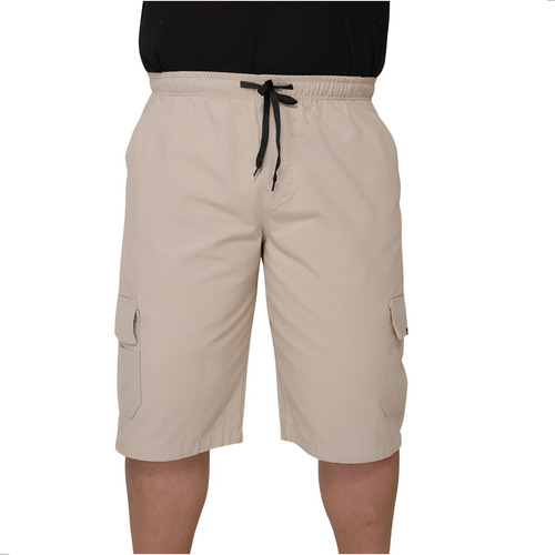 Calção Adulto Short Plus Size Masculino Cargo Sarja Lycra 