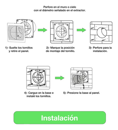 Pack 2 Extractor Aire 4 Pulgada Drl Cuadrado Baño Cocina Sec