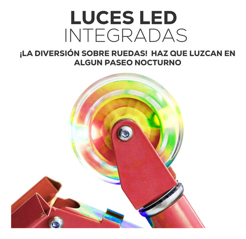 Patín Infantil Scooter 3 Ruedas Con Freno Delantero Luz Led Color Rojo YUB-101A