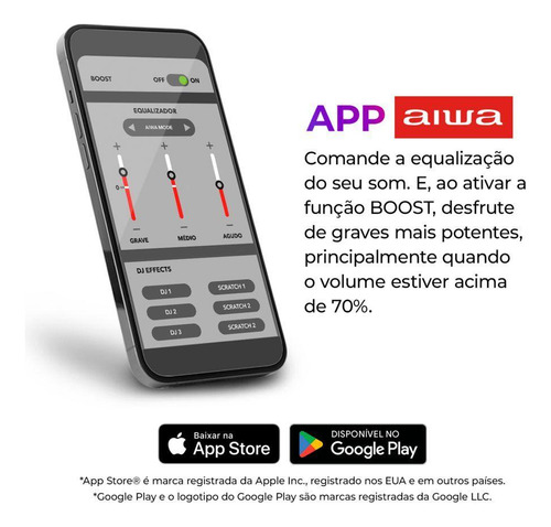 Caixa De Som Boombox Plus Aiwa Bbs01b 200w Bluetooth Bivolt