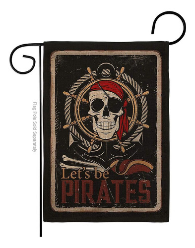 Angeleno Heritage Burlap Garden Flag Coastal Pirate Ship Sku