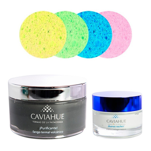 Caviahue Fango Exfoliante Facial + Crema Antiage + Esponjas