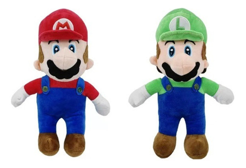 Set De Peluches Mario Bros Rojo-verde Alternativos  De 27 Cm