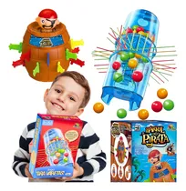 Comprar Kit 2 jogos de tabuleiro infantil educativos pedagogicos Tira Vareta Tubo Pega Varetas Art Brink e Jogo Barril Pula Pirata Art Brink