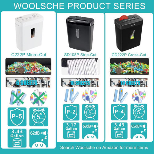 Trituradora De Papel Woolsche P-5 Security Level 5 Hojas Mic