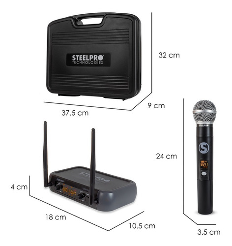 Imagen 5 de 5 de Set De Micrófonos Profesional Inalámbricos Uhf Steelpro