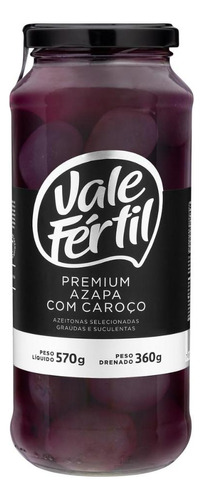 Azeitona Preta em Conserva Azapa com Caroço Vale Fértil Premium Vidro 360g