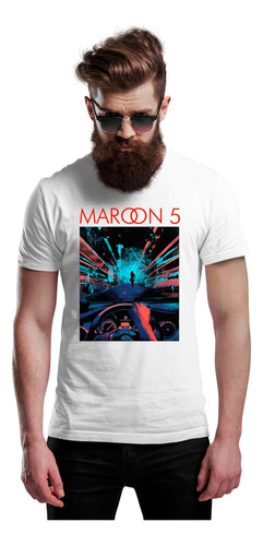 Maroon 5 Adam Levine Playera Blanca Full Color En Oferta 