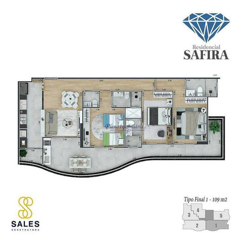 Imagem 22 de 30 de Apartamento Com 3 Dormitórios Sendo 3 Suítes, À Venda, 109 M² Por R$ 610.400 - Guilhermina - Praia Grande/sp - Ap0973