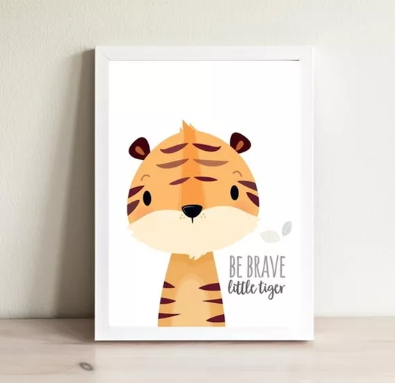 Quadro Infantil Tigre Baby Safari 23x33 Nórdico